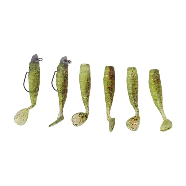 6 st Premium Silikonfiskedrag med 3D-ögon, verklighetstrogna mjuka simbeten, gul