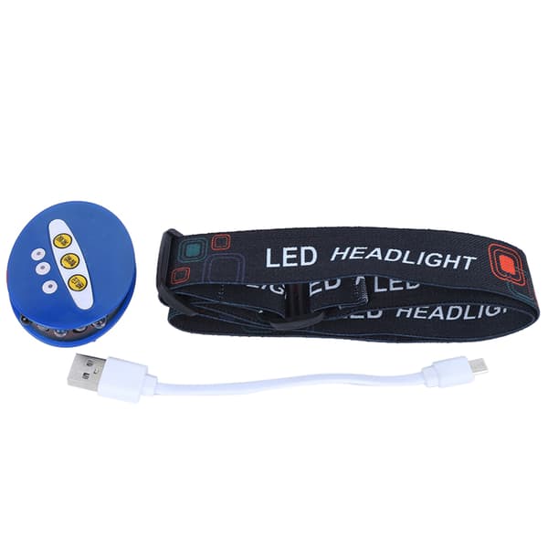LED-hattelys med sensor, USB oppladbart, klips for fiske, smarte moduser, vanlig, blå