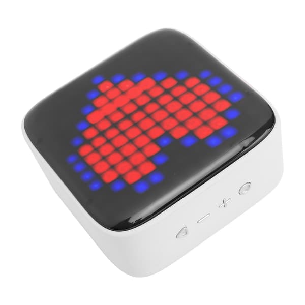 Bærbar Mini Retro Bluetooth-højttaler med farverige LED-lys, Pixel-stil, IPX6, Grå