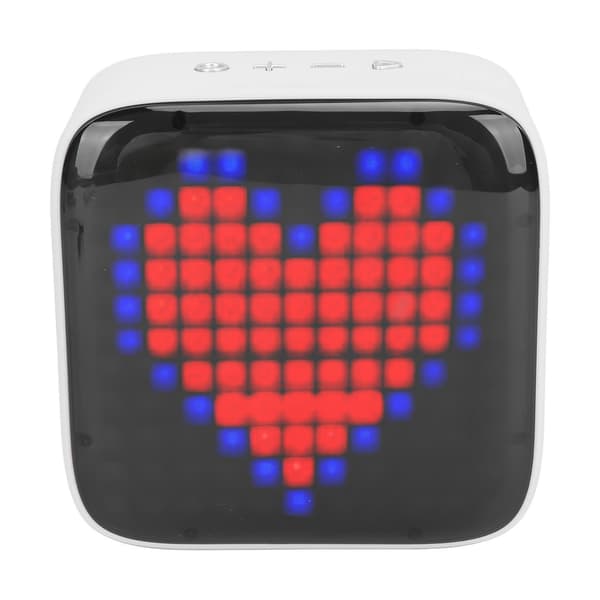 Bærbar Mini Retro Bluetooth-højttaler med farverige LED-lys, Pixel-stil, IPX6, Grå