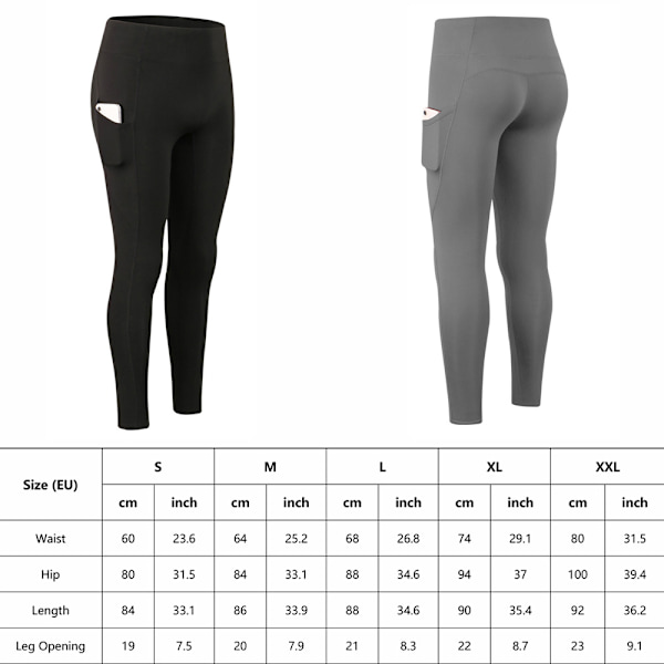 2-pack högmidjade yogaleggings med plyschfoder och ficka för kvinnor, vinter