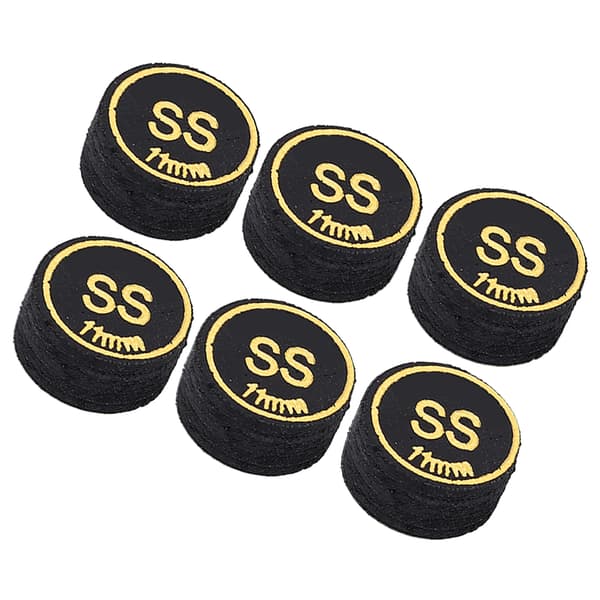 6 STK. Flerlags PU Billardkø-spidser til udskiftning, sorte billardspil, 11 mm