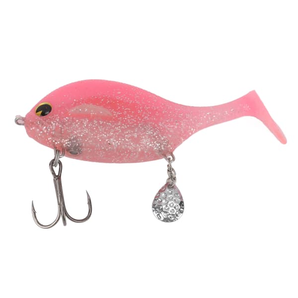 Blød PVC Fleksibel Lokkemad med Paillet til Hav og Floder, Pink Farve, 100mm