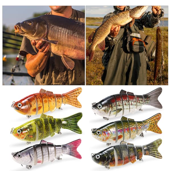 Fiskedrag 10cm/20g Verklighetstroget 6 Segment Ledat Swimbait Hårt Bete med 2 Trekrokar