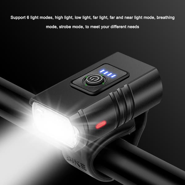 LED-polkupyörän etuvalo 1000LM USB-ladattava vedenpitävä 6 tilaa MTB