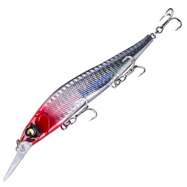 Minnow Jerkbait-drag för basfisk med trekrokar, medeldjupt, 13,5 cm, 14,7 g