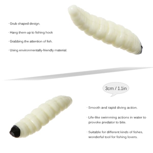 20 STK Myke Larveagn 3cm 1g for Fiske Kunstige Ormagn