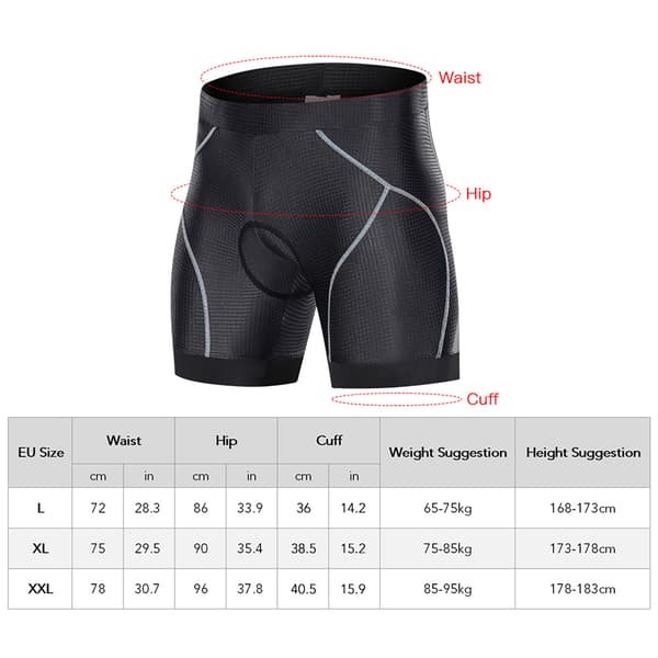 Cykelshorts för män med 3D halkfri vadderad skydd