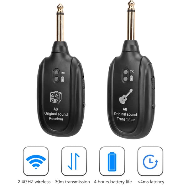 UHF 20Hz-20KHz trådløst gitarsystem, oppladbar sender og mottaker for elektrisk gitar