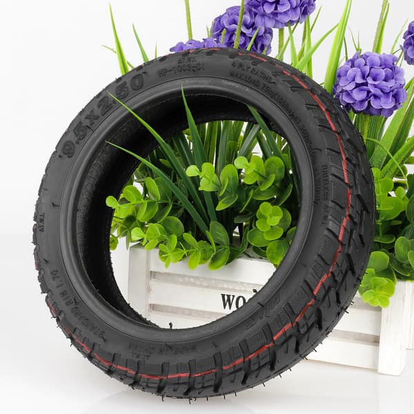 Slanglöst däck 9.5x2.50 terräng för elscooter, slitstarkt gummi