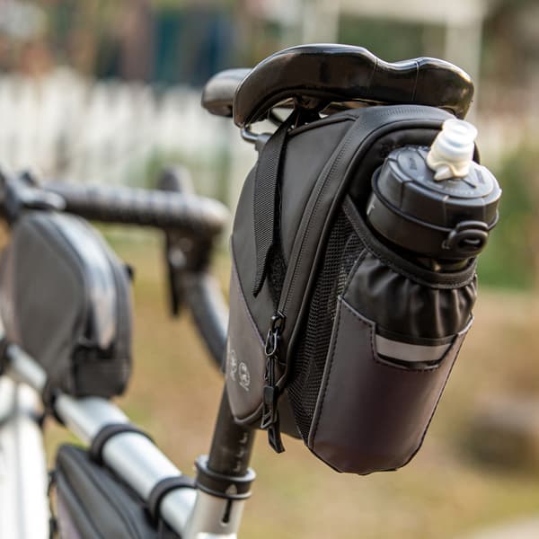 Sykkelveske bak med 1,5L flaskeholder, vanntett, reflekterende