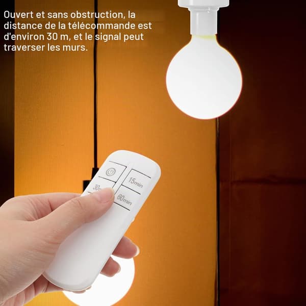 3 st E27-lampsocklar med programmerbar fjärrkontroll, 15–60 min timer för LED- och glödlampor inomhus, batterier ingår ej