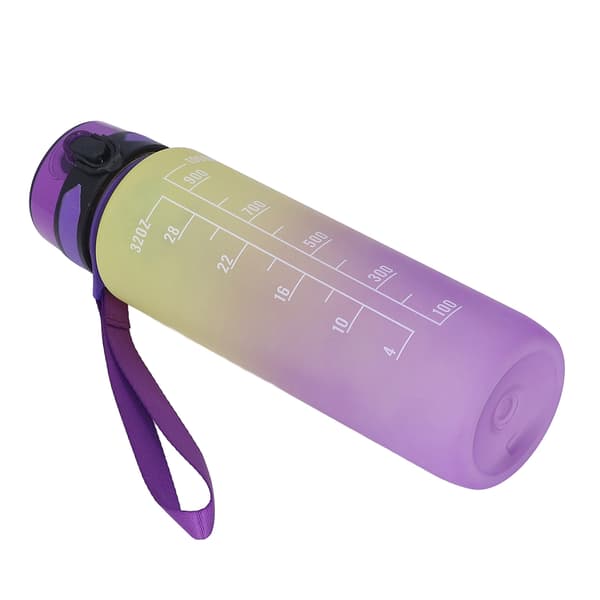 1000 ml Gradient Lila Bärbar Sportvattenflaska med Timer och Armband