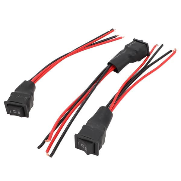 10A DC Motor Reversibel Bryter, 3 Posisjoner, Kablet, Polaritetskontroll, 3 stk