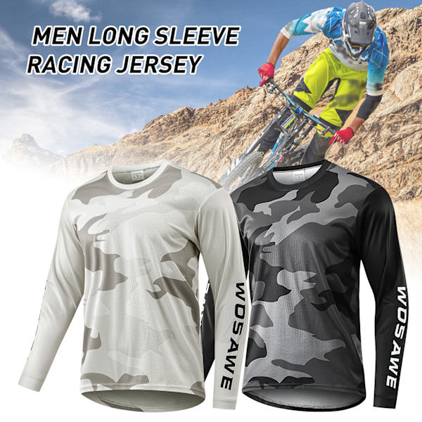 Cykeltröja för män Långärmad Downhill Racing MTB Cykeltröja Polyester