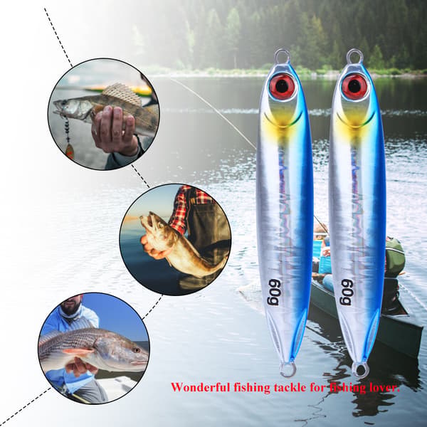 2 st simulerade fiskformade fiskedrag med levande simställning - blå