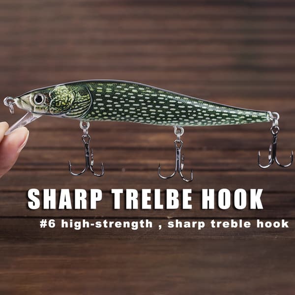 Minnow Sinking Swing Bait 12cm 13.3g med 3D-ögon för abborrfiske
