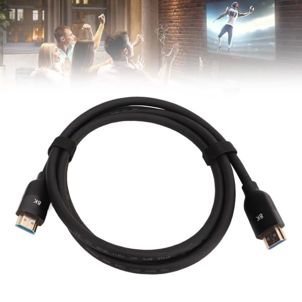 Svart HDMI 2.1-kabel, 1,5 m, stöder 8K 4K snabb överföring, hållbar för TV, bildskärm, konsol, PC