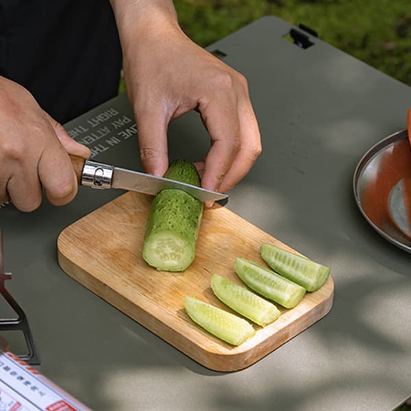 Bærbart skærebræt til camping og picnics, dobbeltsidet, ubehandlet træ