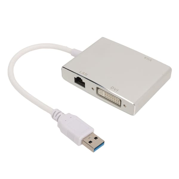 4-i-1 USB 3.0 Videoadapter Hub med HDMI, VGA, DVI og Netværkskort