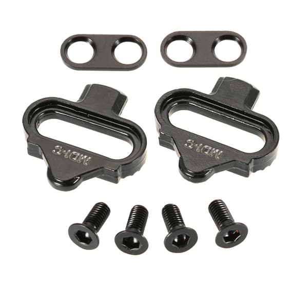 Sæt med 2-hullers MTB pedal klamper til Shimano SPD pedaler med unbrakonøgle og tilbehør.