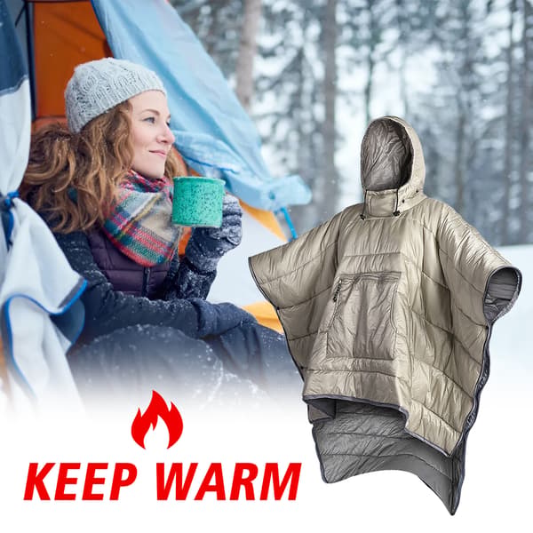 Vintersoveposebetræk Varmt bærbart poncho til udendørs camping