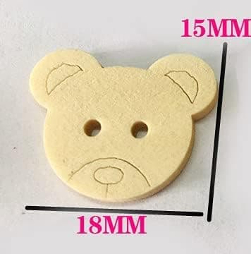 100 st björnformade träknappar, 18 mm i diameter, lämpliga för vävning, pyssel och dekoration.