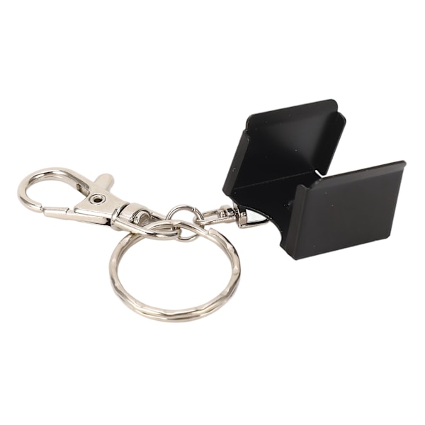 Billardkridtholder med nøglering, rustfrit stål, smudsafvisende, sort klips