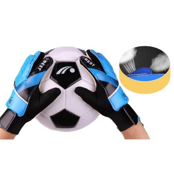 2PCS Barnmålvaktshandskar Antikollisionsskydd Fotboll Blå 16-17cm