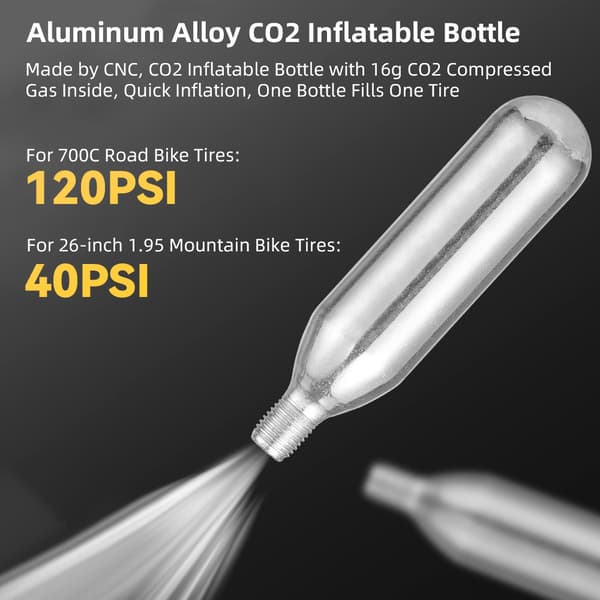 Multifunksjonelt bærbart sykkeldekkreparasjonssett i aluminiumslegering med CO2-luftpumpe