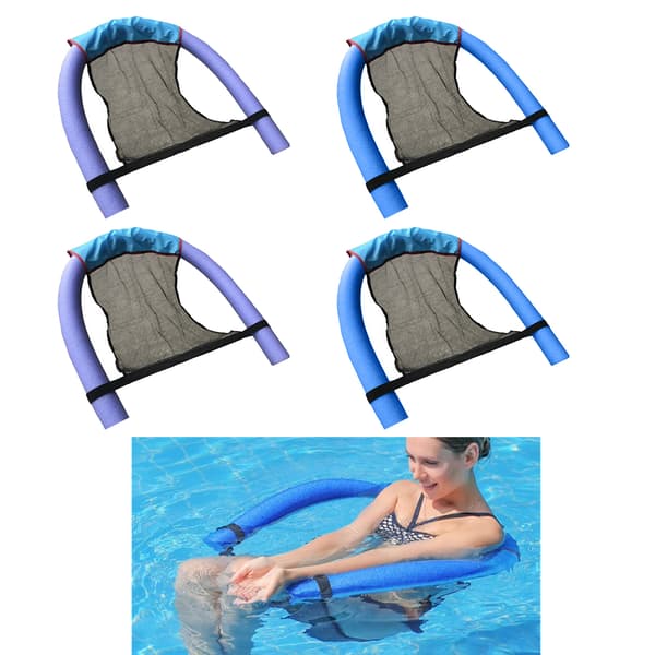 4 stk. flydende net-poolstol med U-formet design, poolnudelstol