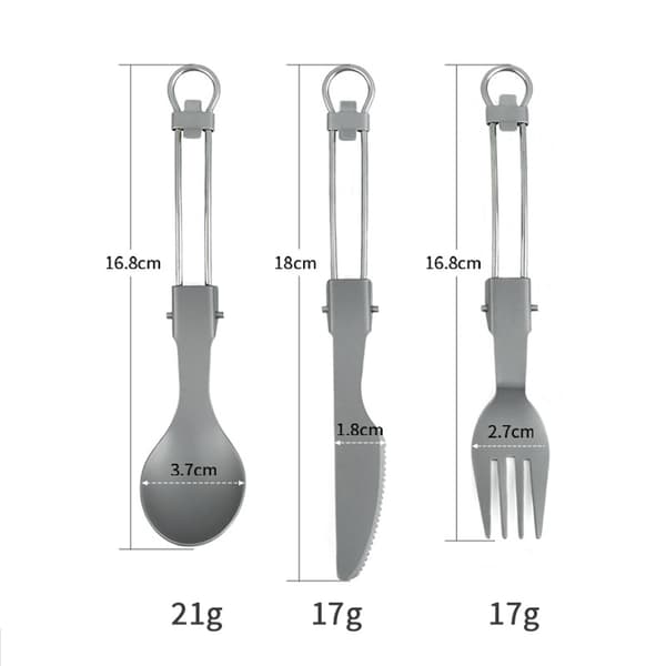Titanium foldbar gaffel, ske og knivsæt til camping og udendørs vandreture