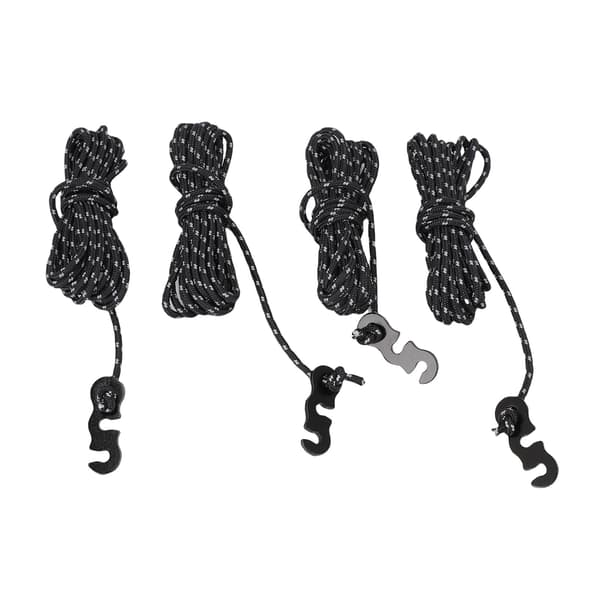 4 stk. nylon campingreb 3 m med justerbar reflekterende stribe til telt og markise - sort