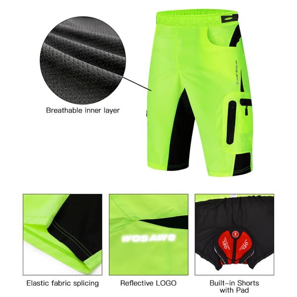2-i-1 Cykelshorts för män med ventilerande 3D-skum, snabbtorkande, MTB