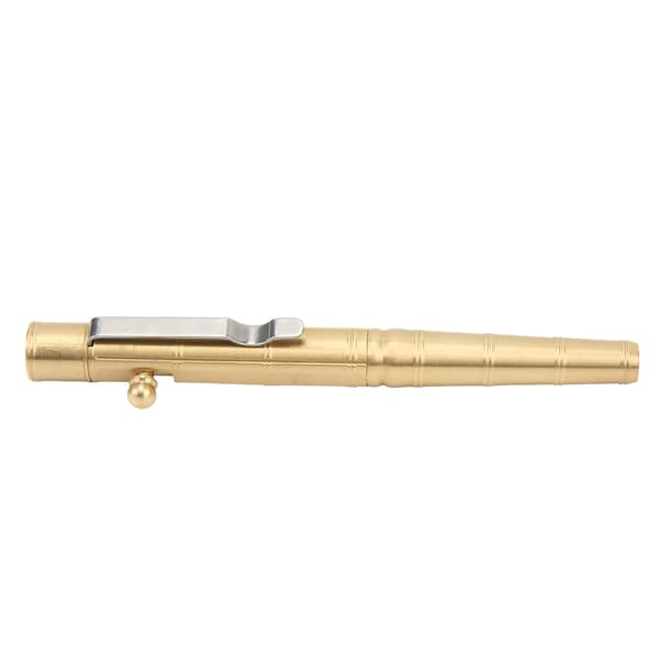 Solid messing skruemekanisme lomme EDC-penn med klips for signatur og daglig bruk, messingfarge
