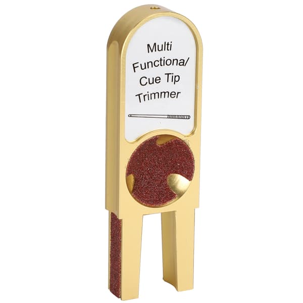 Multifunktionel Billardkø-spids-trimmer, -former, -polerer, Guld Aluminiumlegering, U-formet, Sølvskilt