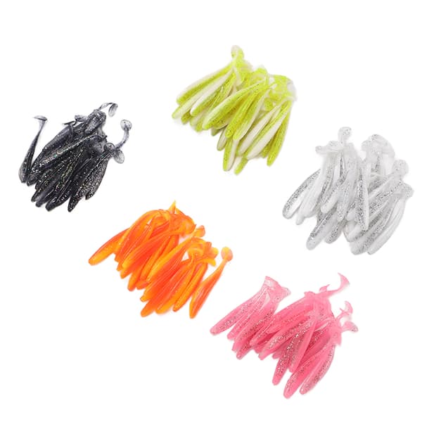 100 bløde fiskelokker med fluorescerende reflekterende padlehale, naturtro bløde swimbaits