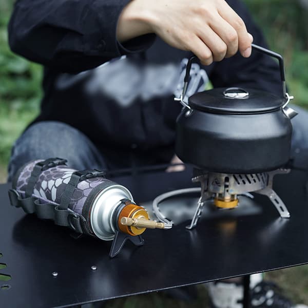 Gassbeholderadapter med lekkasjesikker selvlåsende brakett for camping BBQ bærbart tilbehør