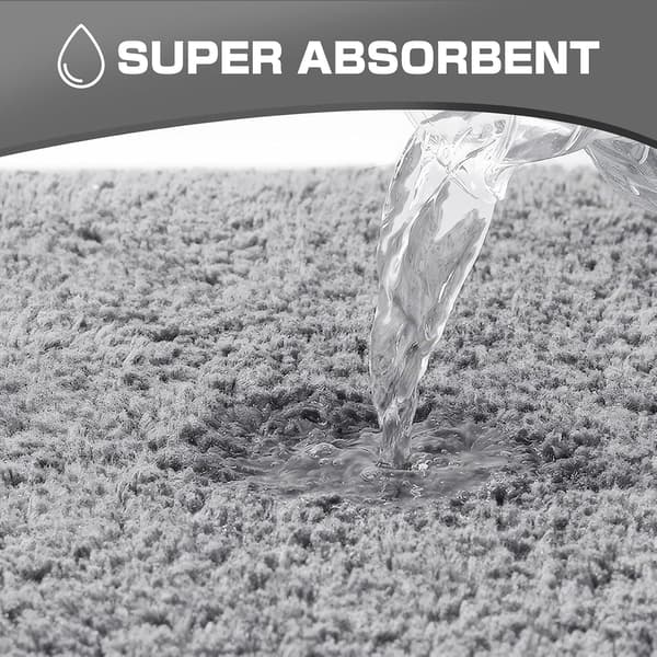 Mikrofiber bademåtte, dørmåtte, 2 cm tyk, superabsorberende bademåtte, badeværelsesmåtte, 40 x 60 cm, grå