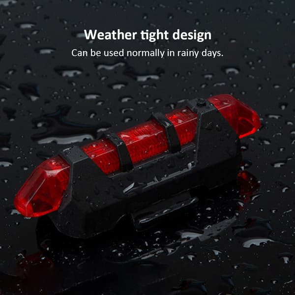 Oppladbar USB LED sykkelbaklykt med 4 lysmoduser, vanntett design, 160mAh