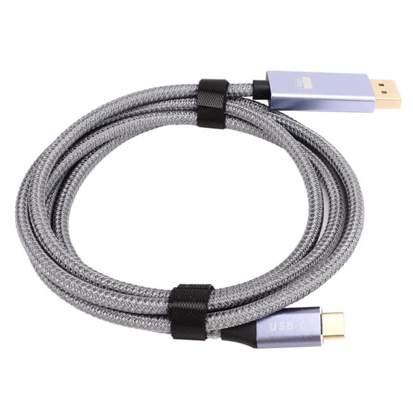 USB-C till DisplayPort 1.4-kabel, 2m flätad tråd, Plug and Play, lättvikt, guldpläterad
