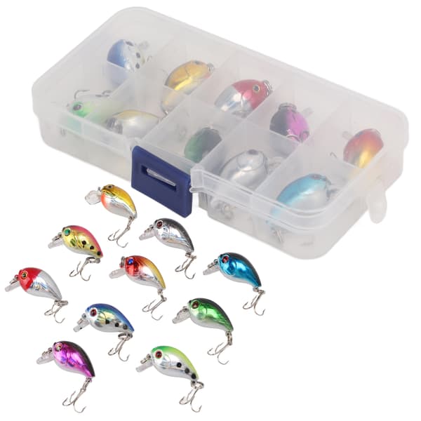 10 st bärbara mini-basfiskedrag med 3D-ögon, hållbar ABS, verklighetstrogna