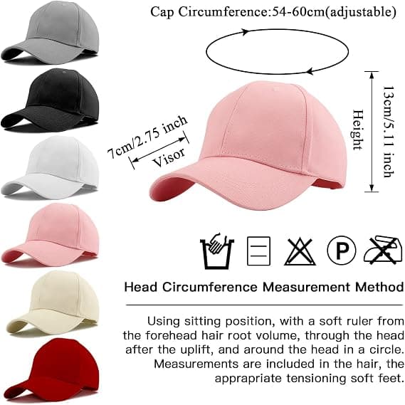 Hestehale Baseball Cap, åndbar bomuld, justerbar, letvægt, solbeskyttelse, lyserød