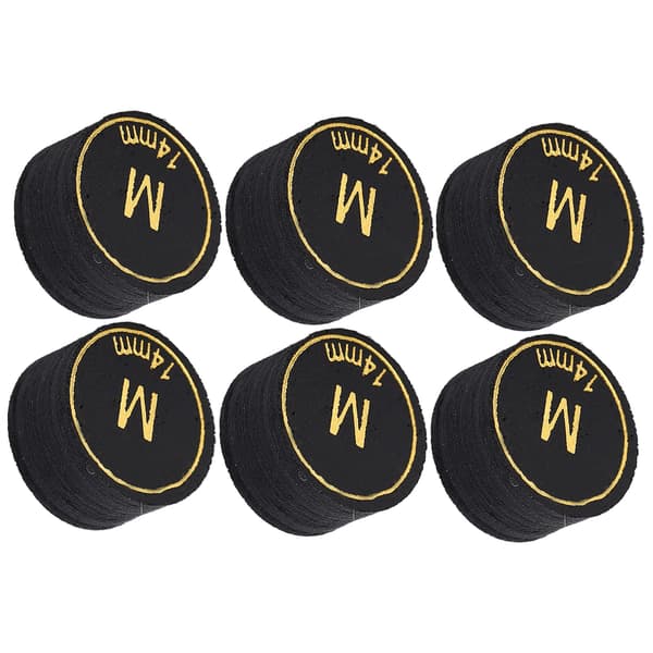 6 Professionelle Flerlags Billardkø-spidser 14 mm Erstatning til Billard og Snooker PU Sort