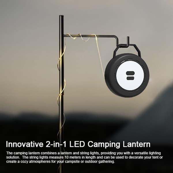 2-i-1 LED Campinglanterne, Bærbar Ledningslys, 7 Moduser, Vanntett for Camping, Hage, Telt