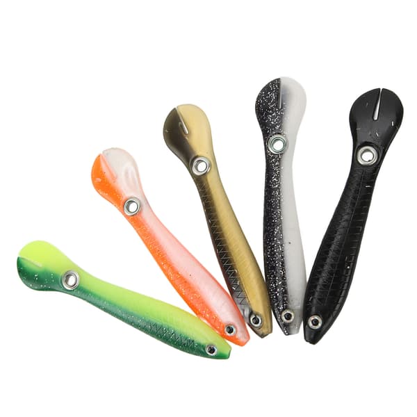 5 st konstgjorda fiskedrag 10 cm mjuk silikon 3D-ögon bärbart flytande drag