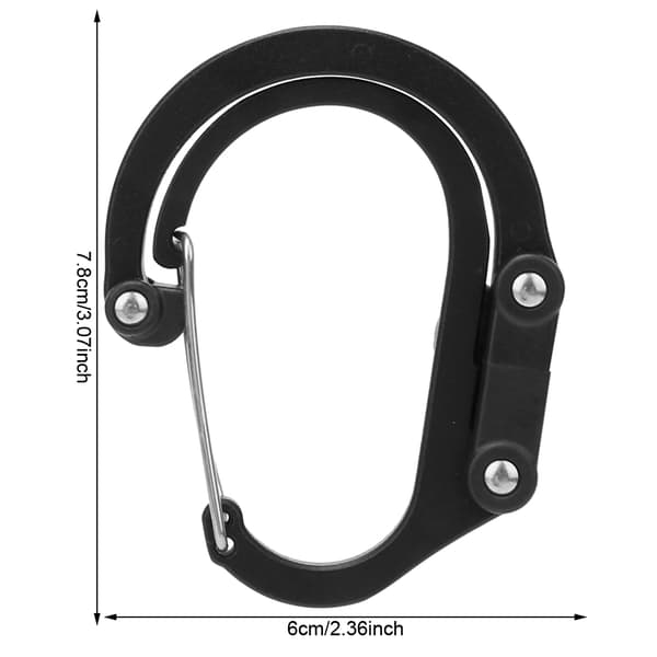 Aluminium D-ring karbinhake för camping, klättring, säkerhet, utomhusutrustning, snabbkoppling, svart