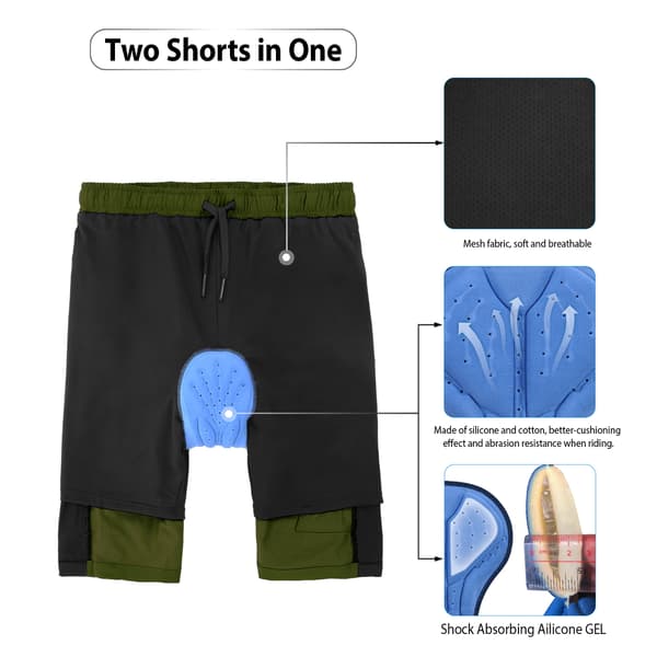 TOMSHOO Cykelshorts med 3D åndbar polstring, brede ben, til MTB udendørssport