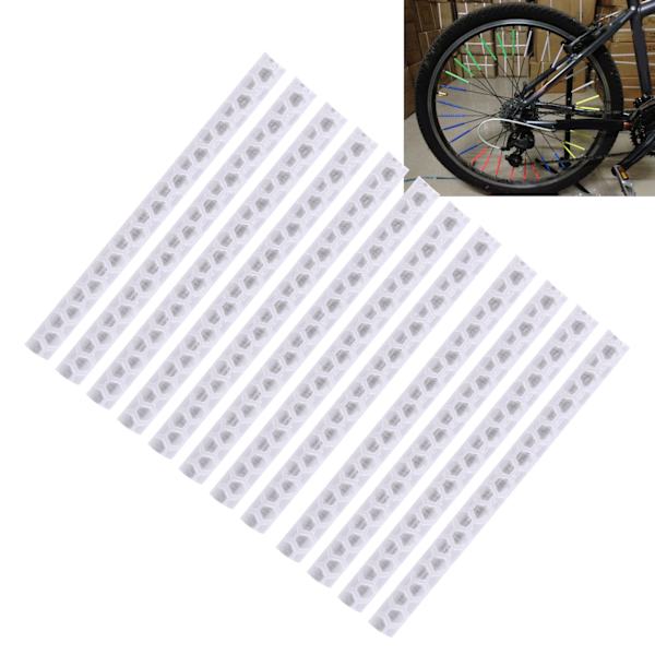 12 stk. eikerefleksstriper for terrengsykkel, hvite striper