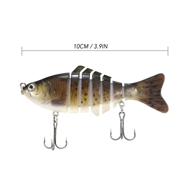 Ledad fiskedrag med 7 segment, hårt drag med verklighetstrogna 3D-krokar för abborre och gädda